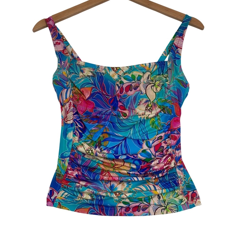 Johnny Was Cali Women's Tropical Floral Tankini Top Adjustable Straps Size M